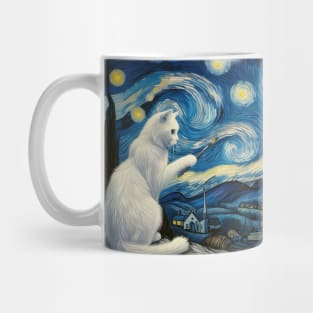 The white cat and the starry night Mug